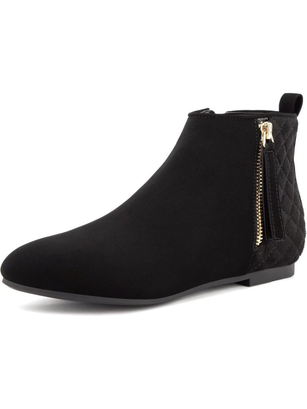Women's Black Ankle Boot Flat Low Heel Zippers Booties Winter Fall Fashion Boot